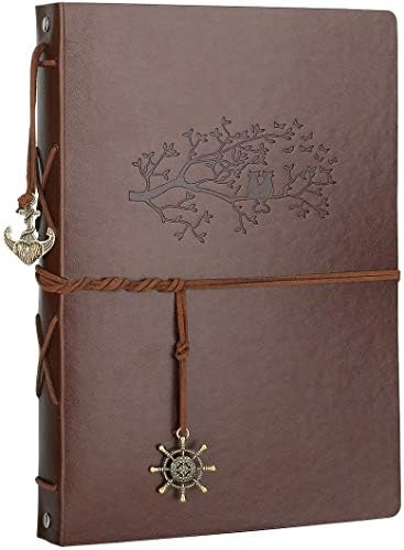 Leather Scrapbook Album, AIOR Vintage Photo Album DIY Memory Book, 60 Black Blank Pages Paper, Wedding Gifts Birthday Anniversary Mother's Day Presents for Men Women Mom Friend, Cat by AIORPhotoAlbumScrapbook