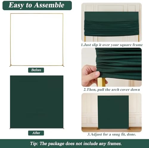 Square Backdrop Arch Cover Hunter Green 6.6FT x 6.6FT Square Arch Backdrop Covers Stretchy Spandex Fitted Square Backdrop Cover for Birthday Party Wedding Ceremony Banquet Decoration - Image 6