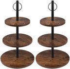 Cupcake Stand, 3 Tier Wood Cake Stands Rustic Cupcake Tower, Round Tiered Tray Stand for Dessert Table Display, Industrial Wooden Serving Stand Wedding, Graduation and Baby Shower (Zhong 2Pack) by Unknown