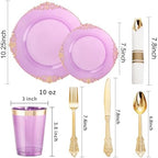 Hioasis 210 Pcs Purple Gold Plates for Party - Image 6