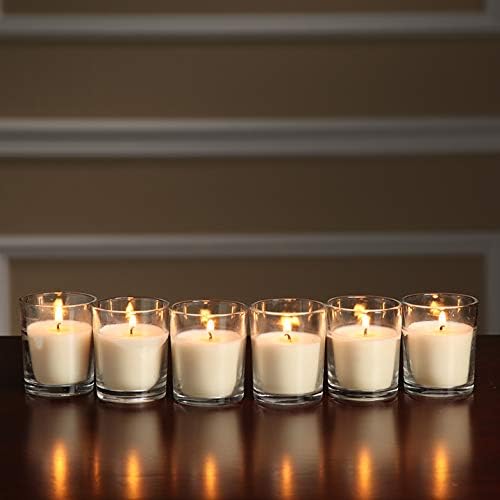 48-Pack Clear Glass Votive Candles – 10–12 Hour Long Burn, Unscented, Ivory, Bulk Set for Weddings, Events & Table Centerpieces – Hosley - Image 3