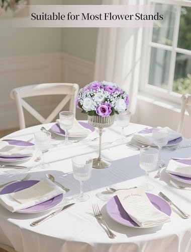 BLOSMON Fake Flowers Ball Wedding Centerpieces, 10 Pcs, Rose & Babys Breath - Image 6