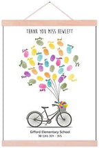 Graduation Wedding Gift Fingerprint Guestbook Alternative Customized DIY Thumbprint Painting Bicycle with Balloons Canvas Signature Book with Wood Hanger-60x80cm by Unknown