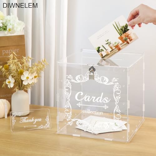 Acrylic Wedding Card Box with Lock Clear Large Letter Envelope Box Acrylic Wedding Gift Card Box Money Box for Reception Baby Shower Birthday Party Graduation Decorations - Image 5