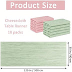 Cheesecloth Table Runner 10 Pack Sage Green and Dusty Pink, Boho Gauze Table Runner 10Ft 120 Inches Long for Wedding Decor, Party & Home Table Decoration - Image 2