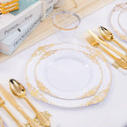 Hioasis 350 Pcs White Gold Plates for Wedding - Image 3