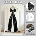 Large Black Bow Decor, Double Layer Satin 80x20 Inches - Image 4