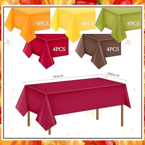 Jinei 20 Pcs Fall Plastic Tablecloth Thanksgiving Disposable Table Cover - Image 2