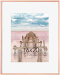 FLYJOE 16x20 Metal Picture Frame For Wall With Mat For 11x14, 16''x20'' Aluminum Photo Frames With Tempered Glass, Minimalist Modern Poster Frame Horizontal And Vertical Formats, Rose Gold by FLYJOE