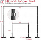 EMART 10x10ft Heavy Duty Backdrop Stand Frame with Adjustable Pipe，Black - Image 3