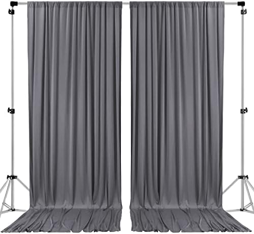 AK TRADING CO. 10 feet x 8 feet IFR Polyester Backdrop Drapes Curtains Panels with Rod Pockets - Wedding Ceremony Party Home Window Decorations - Charcoal by Fabrics%7CEventDecor%7CCrafts%7CUpholsteryFoam