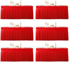 Suppromo 6 Pack 6ft Red Spandex Table Cloths for Rectangle Tables Wrinkle Free Red Tablecloths Rectangle Stretch Fitted Table Cover with Skirt for Birthday Party Baby Shower Wedding Banquet Buffet by Suppromo