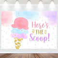 Fabric 10x8ft Ice Cream Party Backdrop Banner Here's The Scoop Summer Baby Shower Party Decoration Sweet Candyland Princess Girl Birthday Cake Table Photography Background by NECSOLE