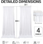 White Satin Backdrop Curtains 4 Panels - Glitter Photo Drapes for Baby Shower, 20x10FT Shimmer Back Drop Cloth, Wrinkle Free for Birthday Party Prom Wedding Stage Background - Image 5
