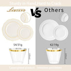Liacere 350PCS Ivory Plastic Plates-Cream Disposable Plates With Gold Rim- Baroque Plastic Dinnerware include 100 Plates - 50 Pack Pre Rolled Napkins Silverware 50Cups for Thanksgiving＆Fall Party - Image 5