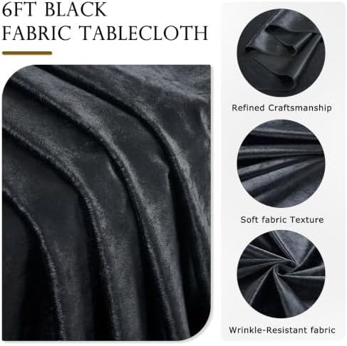 2 Pack Black Fitted Tablecloth Rectangle for 6 foot Table Wrinkle Free - Image 3