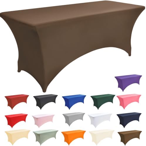 6-Pack 6ft Spandex Table Covers for Rectangle Standard Folding Tables - Wrinkle Resistant Stretch Tablecloths - Ultimate Fitted Table Protector for Parties, Trade Shows, Wedding - Image 3