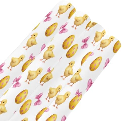 OTVEE 4 Rolls Wrap Paper Roll,Baby Chick With Pink Ribbon Design Gift Wrap Wrapping Paper for Birthdays, Graduations, Father's Day, Baby Showers, Halloween, Christmas, 58x22.8 in Per Roll - Image 6