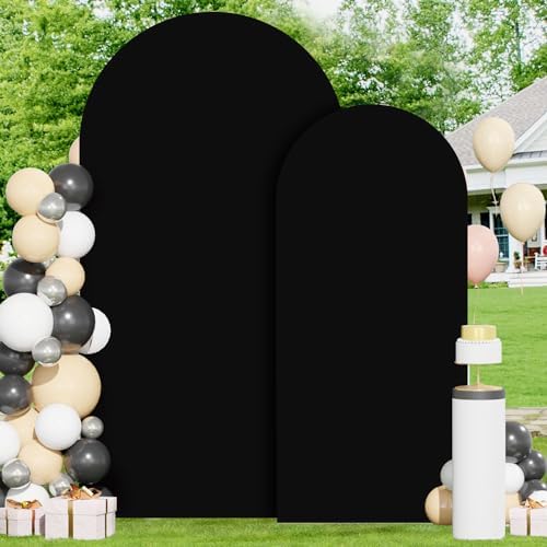 FOTSHARER 6FT 7.2FT Spandex Arch Cover Black Arch Stand Cover Set of 2 Wedding Arch Backdrop Cover for Chiara Wall Party Arch Fabric Cover Balloon Arch Covers Stretchy Backdrop for Halloween Decor - Image 6