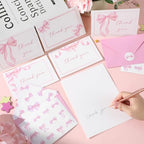 104 Pack Pink Bow Thank You Cards With Envelopes Stickers Bow Thank You Card Bulk Pink Bowknot Greeting Gift Elegant Blank Note Cards Set for Wedding Baby Shower Birthday Party Supplies 4x6inch - Image 4