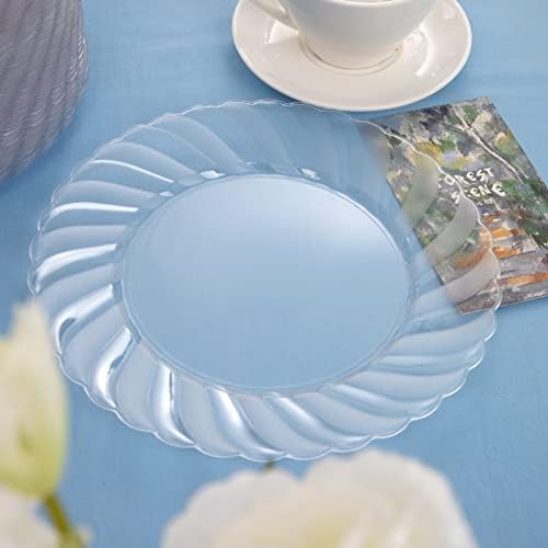 U-QE 60 Pieces Clear Plastic Plates - 10.25 Inch Clear Disposable Plates - Image 6