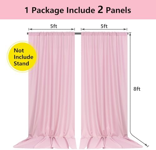 Pink Backdrop Curtain for Parties, Photography Backdrop, 5ft x 8ft, 2 PCS - Image 2