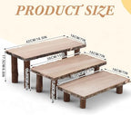 Jetec 11 Pcs Wood Cake Stand Rectangular Round Rustic Wedding Cake Holder Tray with Wooden Slice Toppers and Cutter for Wedding Reception Party Event - Image 2