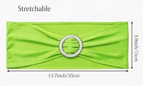 50 Stretch Spandex Light Green Chair Sashes for Wedding Chair Bows Bands with Slider Buckles Fitting Party Feast Banquet Restaurant Event Bridal Baby Shower Decoration - Image 2