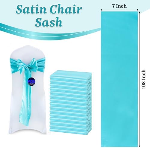 MDS® Pack of 75 Satin Chair Sashes for Wedding & Events – Teal - Image 3