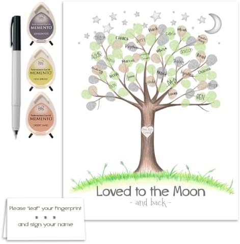 To the Moon and Back Baby Shower Fingerprint Tree, Gender Neutral, 11x14 - Image 7