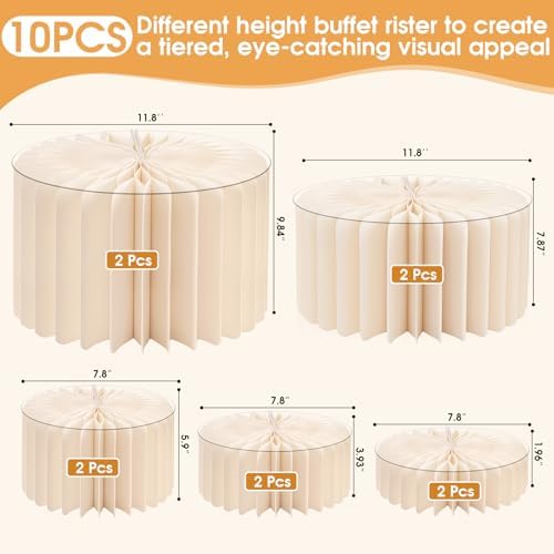10 Pack Buffet Risers Foldable High Load-Bearing Food Display Risers for Buffet Table, Cylinder Cake & Dessert Stands for Weddings Party Catering Home Cupcake Stand Display with Clear Acrylic Tops - Image 3