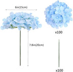 WEISPARK 100PCS Artificial Hydrangea Flowers, Fake Flowers Silk Hydrangea Full Flowers Heads with Stems for Wedding Home Party Shop Baby Shower Decor (Blue) - Image 2