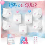 Ctosree 31 Pieces Gender Reveal Baby Shower Diaper Game 1 Diaper Baby Shower Game Board 7 Diapers 10 Plastic Balls 1 Organza Bag for Bridal Games Boy Girl by Ctosree
