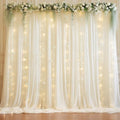 10ft x 10ft Beige Chiffon Backdrop Curtain with Lights String for Parties,2 Panels Sheer Chiffon Curtain Wedding Backdrop with Lights for Baby Shower Birthday Party Ceremony Reception Home Decorations by Partisky