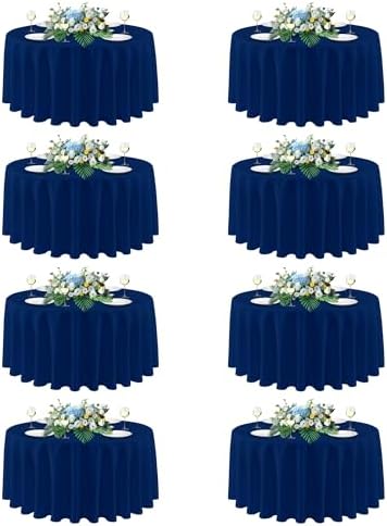 sancua Round Tablecloth 90 Inch Fit 30-72 Inch Tables, 8 Pack Navy Blue by sancua