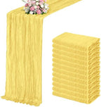 Light Yellow Boho Cheesecloth Table Runner 12 Pack 17x108 Inch Sheer Gauze by Unknown