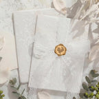 UNIQOOO 50 Sets Wedding Invitation Kit, White Floral Vellum Jackets for 5x7 Invitations w/Lace Ribbon & Eucalyptus Wax Seal Stickers, Wedding Invitation Accessories - Image 6