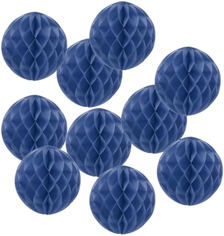 PATIKIL 10pcs 14" Honeycomb Balls Tissue Paper Pom Poms, Party Hanging Paper Honeycomb Balls Decoration for Birthday Wedding Home Backdrop Decor, Navy Blue by PATIKIL