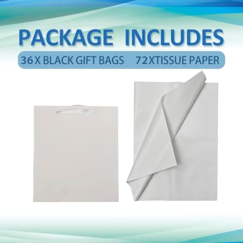 Papertide 36 Pack White Mini Gift Bags 10×4.5×11 inch with Tissue Paper - Image 3