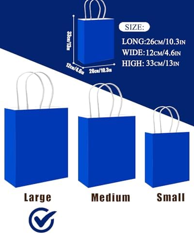 qiqee 100PCS Gift Bag with Handles Bulk Diamond Blue Paper Bags Multiple Uses (13''x5 x10 inch Large Size) - Image 4