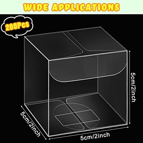 Eaasty 200 Pcs 2 x 2 x 2 Inch Clear Favor Boxes Small Transparent Candy Gift Box Plastic Treat Boxes Party Favor Cube for Packaging Containers Macaron Birthday Wedding Baby Shower (Pack of 4) - Image 2