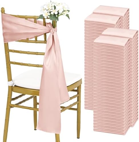 fani 120 PCS Satin Chair Sashes, 7x78 Inch, Rose Gold by fani
