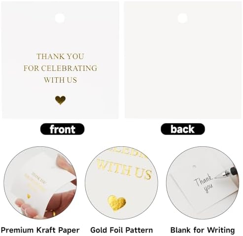 joycraft 50 Thank You for Celebrating with Us Tags with Gold Foil (Pack of 4) - Image 3