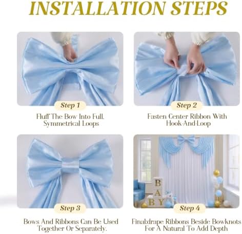 Baby Blue Large Bows for Backdrop Giant Bows Birthday Party Decorations Large Blue Giant Bow Decor for Wedding Baby Shower Birthday Photo Booth Decor 24"x16" - Image 3