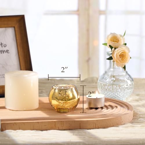 24 Pcs Gold Votive Candle Holders -Gold centerpieces for Wedding Table Decor, Mercury Tealight Candle Holder for Bridal Shower, Engagement, Birthday Party Decorations - Image 2