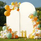 2 Set-6.6FT, 5FT Ivory Arch Backdrop Cover,Spandex Fitted Wedding Arch Stand Covers Round Top Chiara Arch Backdrop Stands Cover for Birthday Party Banquet Photo Background Decoration - Image 5