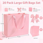 Catlovecorn 20 Pack Large Pink Gift Bags, 16.5 x 5.5 x 12.6 In - Image 3