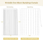 10ft x 15ft Champagne Tulle Backdrop Curtain with Lights String for Parties Wedding Bridal Shower Sheer Champagne Curtain Backdrop for Birthday Party Baby Shower Photo Booth Decorations - Image 4
