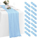 16 Pack Baby Blue Cheesecloth Table Runners 20x120 Inch Gauze Table Runner 10FT Easter Cheese Cloth Table Runner Rustic Sheer Runner for Wedding Baby Shower Birthday Party Table Decor by Yorcari