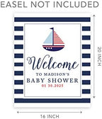 Andaz Press Personalized Large Canvas Baby Shower Welcome Sign, 16 x 20 Inches, Nautical Sail Boat, Guestbook Alternative, Custom Baby Shower Sign, for Nautical Baby Shower, Baby Sprinkle Theme - Image 5